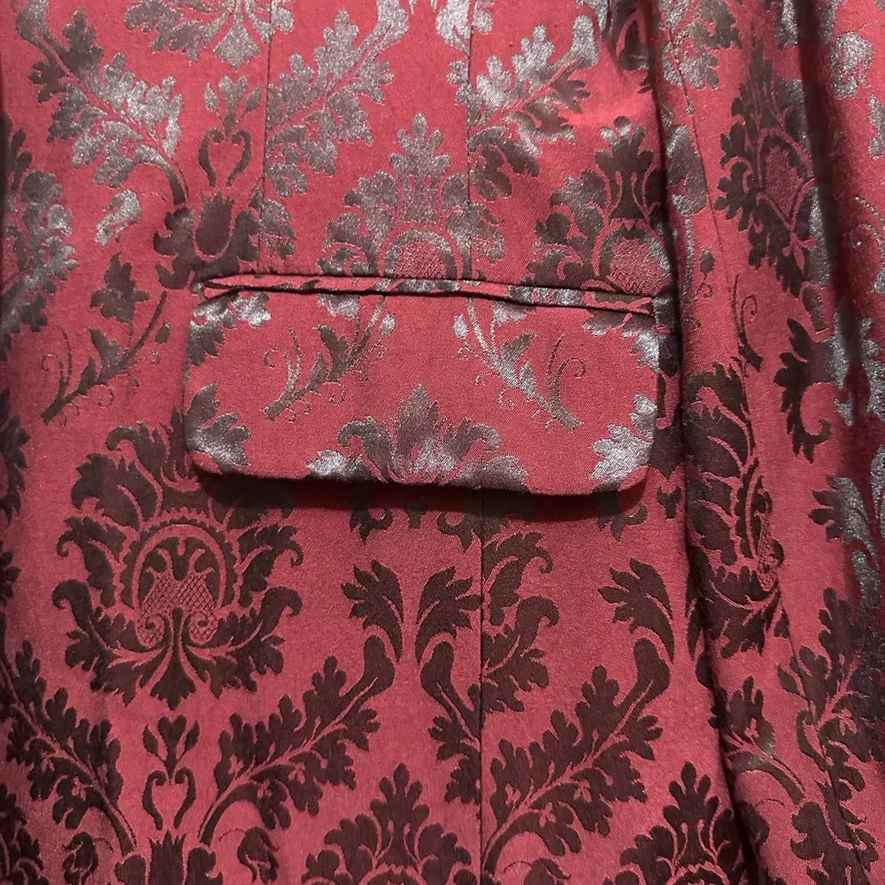 Vintage Reflections by Spiegel Baroque Print Maroon/Black Pantsuit Size 10 - Picture 8 of 13